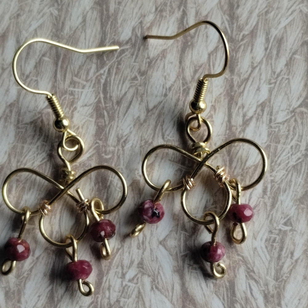 Artisan made Boho Natural Garnet Dangle Earrings